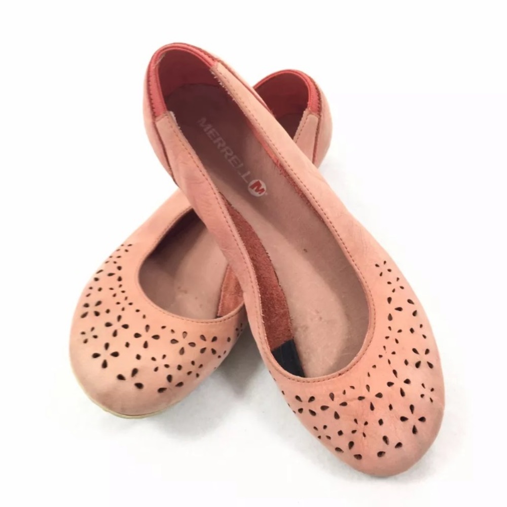 Merrell Leather Breathable coastal Coral Laser cuts SlipOn sandals colorful 8